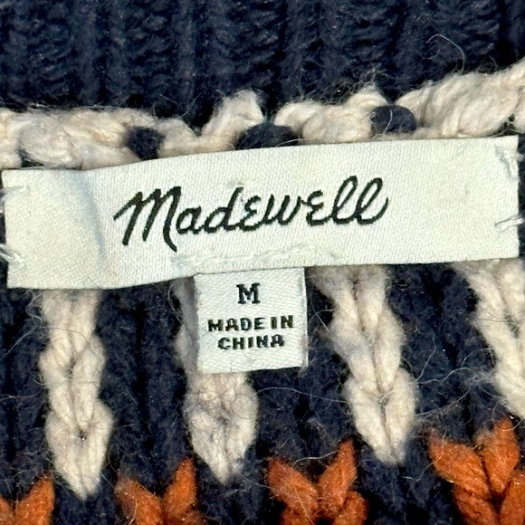Madewell Wool-Blend Fuzzy Fair Isle Turtleneck Sweater Sz. Medium - Picture 7 of 9